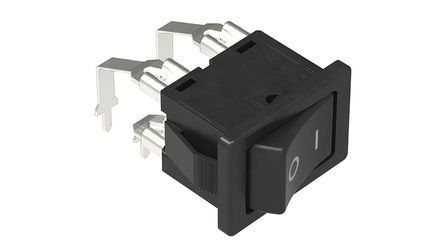 SDDJE30500, Alps Alpine Double Pole Single Throw (DPST), Latching Rocker Switch Panel Mount, Клавишный переключатель