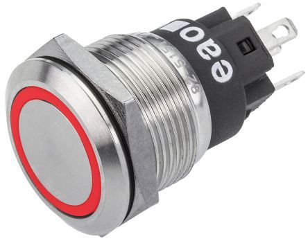 82-5151.1114, EAO Single Pole Double Throw (SPDT) Momentary Red LED Push Button Switch, IK10, IP65, IP67, 19 (Dia.)mm, Panel Mount,, Кнопочный переключатель