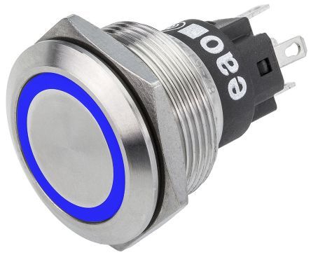 82-6151.1124, EAO Single Pole Double Throw (SPDT) Momentary Blue LED Push Button Switch, IK10, IP65, IP67, 22 (Dia.)mm, Panel Mount,, Кнопочный переключатель