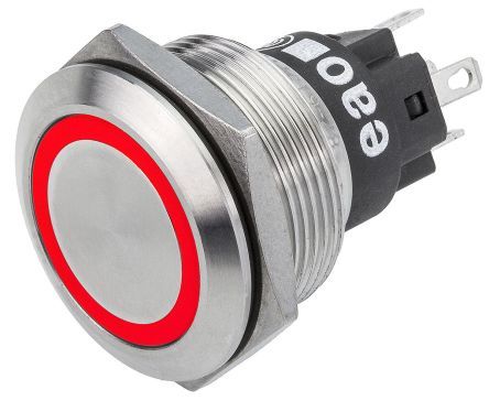 82-6153.1113, EAO Single Pole Double Throw (SPDT) Momentary Red LED Push Button Switch, IK10, IP65, IP67, 22 (Dia.)mm, Panel Mount,, Кнопочный переключатель