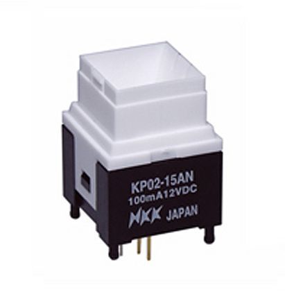 KP0215ACBKG036CF, NKK Switches Single Pole Single Throw (SPST) Momentary Green, Red LED Push Button Switch, PCB, 12V dc, Кнопочный переключатель