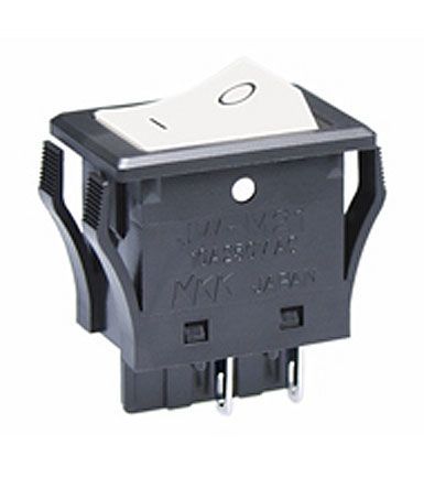 JWM21RB1A, NKK Switches Double Pole Single Throw (DPST), On-None-Off Rocker Switch Panel Mount, Клавишный переключатель