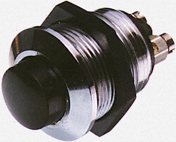 MP0012, Bulgin Single Pole Single Throw (SPST) Momentary Push Button Switch, 19.2 (Dia.)mm, Panel Mount, 110/250V ac, Кнопочный переключатель