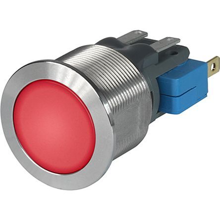 1241.8448, Schurter Single Pole Double Throw (SPDT) Momentary Red LED Push Button Switch, IP40, IP65, IP67, 19.1 (Dia.)mm, Panel, Кнопочный переключатель