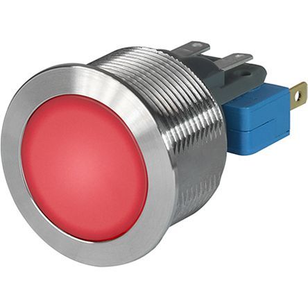 1241.8520, Schurter Single Pole Double Throw (SPDT) Momentary Red LED Push Button Switch, IP40, IP65, IP67, 22.1 (Dia.)mm, Panel, Кнопочный переключатель