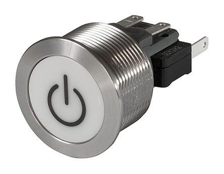 3-102-446, Schurter Single Pole Double Throw (SPDT) Momentary Red LED Push Button Switch, IP40, IP65, IP67, 22.1 (Dia.)mm, Panel, Кнопочный переключатель