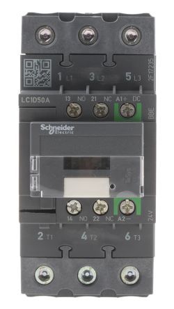 LC1D50ABBE, Schneider Electric 3 Pole Contactor - 50 A, 24 V dc Coil, TeSys D Green, 3NO, 22 kW, Контактор