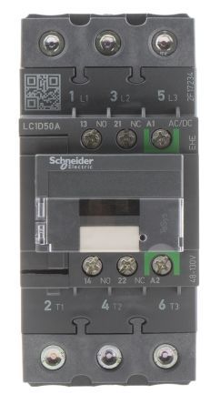 LC1D50AEHE, Schneider Electric 3 Pole Contactor - 50 A, 110 V ac/dc Coil, TeSys D Green, 3NO, 22 kW, Контактор