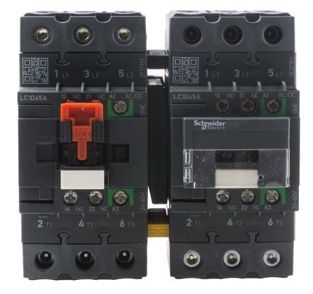 LC2D65AEHE, Schneider Electric 3 Pole Reversing Reversing Contactor - 65 A, 110 V ac/dc Coil, TeSys D Green, 3NO, 30 kW, Контактор