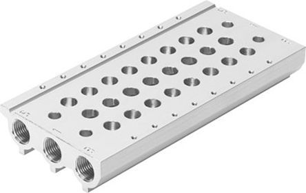VABM-L1-10S-G18-2, Festo 2 stations G 1/8 Manifold Base, Aluminium Alloy 1/8 in G