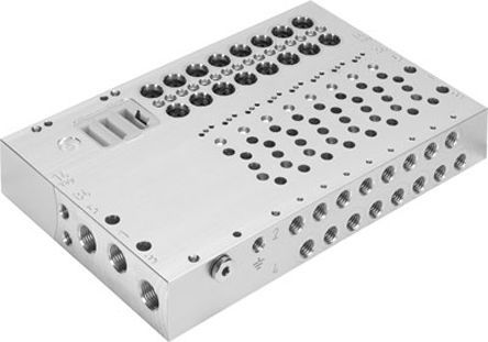 VABM-L1-10HW-G18-10-GR, Festo 10 stations G 1/8 Manifold Base, Aluminium Alloy 1/8 in G