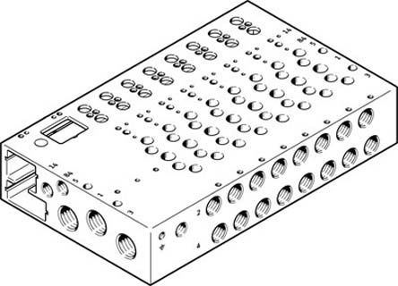 VABM-L1-18W-G38-4-GR, Festo 4 stations G 3/8 Manifold Base, Aluminium Alloy 3/8 in G