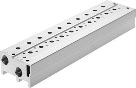 VABM-B10-25S-G38-2-P3, Festo 2 stations G 3/8 Manifold Base, Aluminium Alloy 3/8 in G