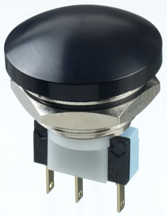 AV22PNA24, APEM Double Pole Double Throw (DPDT) Momentary Push Button Switch, IP65, 22.2 (Dia.)mm, Panel Mount, 250V ac, Кнопочный переключатель