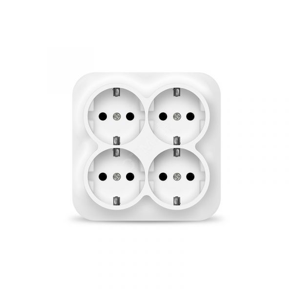Розетка четырехместная квадратная серия IONICH, с/з, о/у, 16А, 220В, белая (еврослот)