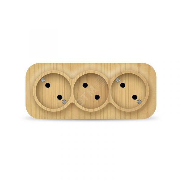 Розетка трехместная серия IONICH, б/з, о/у, 16А, 220В, сосна