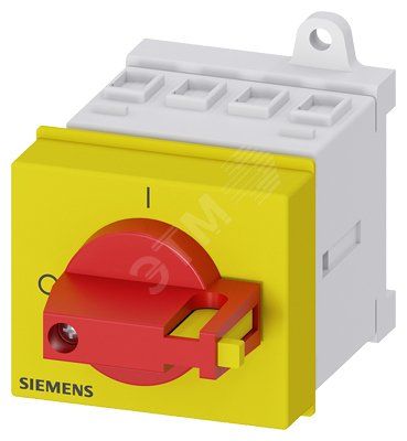 Разъединитель 4-P. ГЛАВНЫЙ/АВАРИЙНЫЙ ВЫКЛЮЧАТЕЛЬ IU=16, P/AC-23A AT 400V=7.5KW КРЕПЛЕНИЕ НА МОНТ. РЕЙКУ ИЛИ ПО 2 ОТВЕРСТИЯМ РУКОЯТКА КРАСНЫЙ/ЖЕЛТЫЙ