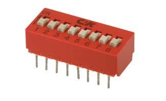 BD04, C & K 4 Way Through Hole DIP Switch SPST, Raised, Slide Actuator, Переключатель