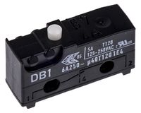 DB1C-C1AA, ZF SPDT-NO/NC Button Microswitch, 6 A @ 250 V ac, Микропереключатель