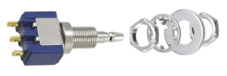 1977737-2, TE Connectivity Single Pole Double Throw (SPDT) Momentary Miniature Push Button Switch, 6.5 (Dia.)mm, Panel Mount, 30V, Кнопочный переключатель