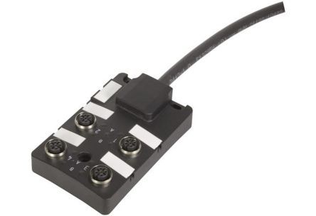 090700102200, Harting Har-SAB Series M12 Sensor/Actuator Box, 4 Port, 10m Cable Length