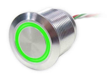 TKBWNRGN RS PRO Single Pole Single Throw SPST Momentary Green LED Push Button Bezel IP  x mm   V dc Кнопочный переключатель