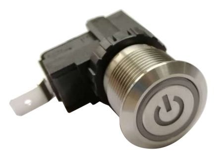 MW19-A0F0L124-A3DA, RS PRO Single Pole Single Throw (SPST) Momentary White LED Push Button Switch, IP67, 19.1 (Dia.)mm, Panel Mount, Power, Кнопочный переключатель