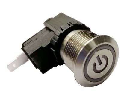 MW19-A0F1L00-A1TB, RS PRO Single Pole Single Throw (SPST) Latching Push Button Switch, IP67, 19.1 (Dia.)mm, Panel Mount, Power Symbol, 250, Кнопочный переключатель