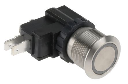 MW19-A0F0E00-A1ZB, RS PRO Single Pole Double Throw (SPDT) Momentary Push Button Switch, IP67, 19.1 (Dia.)mm, Panel Mount, Power Symbol,, Кнопочный переключатель