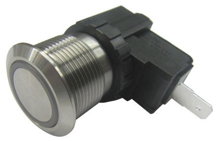 MW19-A0F0E00-A1DB, RS PRO Single Pole Single Throw (SPST) Momentary Push Button Switch, IP67, 19.1 (Dia.)mm, Panel Mount, Power Symbol,, Кнопочный переключатель