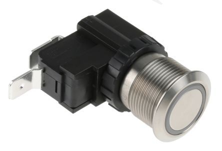 MW19-A0F0E00-A3TA, RS PRO Single Pole Single Throw (SPST) Momentary Push Button Switch, IP67, 19.1 (Dia.)mm, Panel Mount, Power Symbol,, Кнопочный переключатель