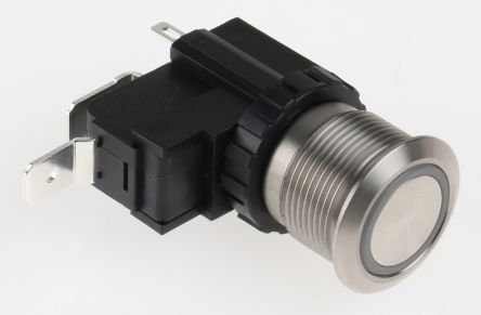 MW19-A0F0E124-A3TA, RS PRO Single Pole Single Throw (SPST) Momentary White LED Push Button Switch, IP67, 19.1 (Dia.)mm, Panel Mount, Power, Кнопочный переключатель