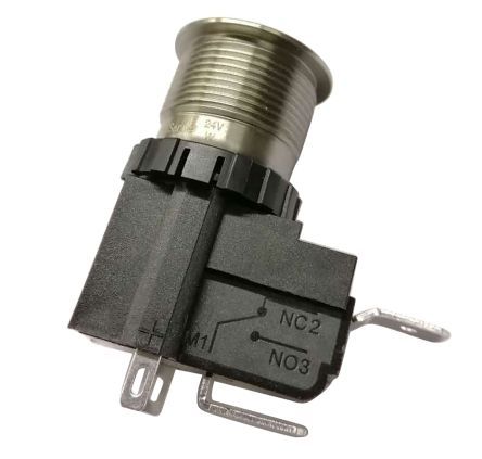 MW19-A0F0E124-A3DA, RS PRO Single Pole Single Throw (SPST) Momentary White LED Push Button Switch, IP67, 19.1 (Dia.)mm, Panel Mount, Power, Кнопочный переключатель