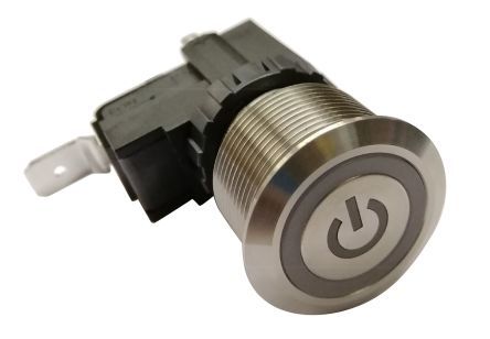 MW22-A0F1L124-A3TA, RS PRO Single Pole Single Throw (SPST) Latching White LED Push Button Switch, IP67, 22.2 (Dia.)mm, Panel Mount, Power, Кнопочный переключатель