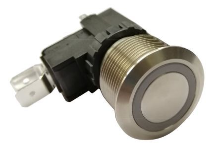 MW22-A0F1E124-A3ZA, RS PRO Single Pole Double Throw (SPDT) Latching White LED Push Button Switch, IP67, 22.2 (Dia.)mm, Panel Mount, 250 /, Кнопочный переключатель