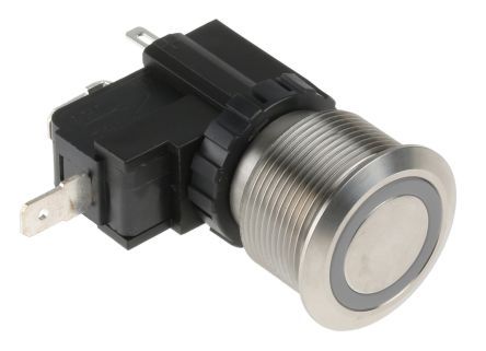 MW22-A0F1E124-A1DB, RS PRO Single Pole Single Throw (SPST) Latching White LED Push Button Switch, IP67, 22.2 (Dia.)mm, Panel Mount, 250 /, Кнопочный переключатель