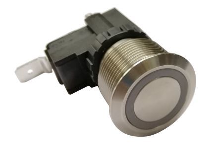 MW22-A0F1E124-A3TA, RS PRO Single Pole Single Throw (SPST) Latching White LED Push Button Switch, IP67, 22.2 (Dia.)mm, Panel Mount, 250 /, Кнопочный переключатель