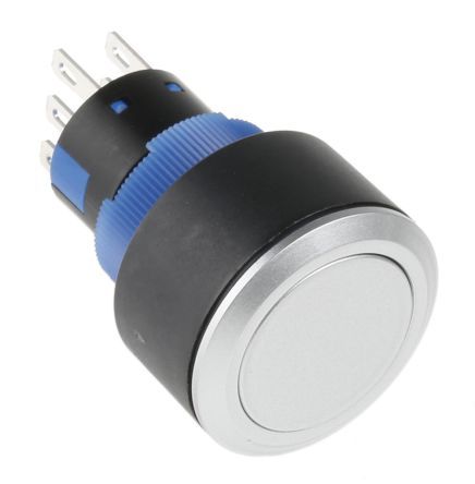 KPB22-8800-F20-00-JQ, RS PRO Double Pole Double Throw (DPDT) Momentary Push Button Switch, IP65, 22.2 (Dia.)mm, Panel Mount, 250V ac, Кнопочный переключатель