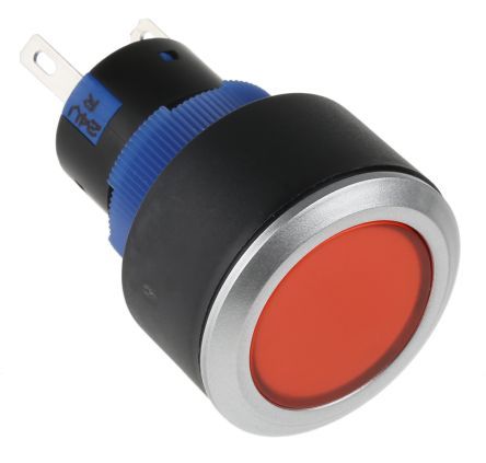 KPB22-8300-F11-324-JQ, RS PRO Single Pole Double Throw (SPDT) Red LED Push Button Switch, IP65, 22.2 (Dia.)mm, Panel Mount, 250V ac, Кнопочный переключатель