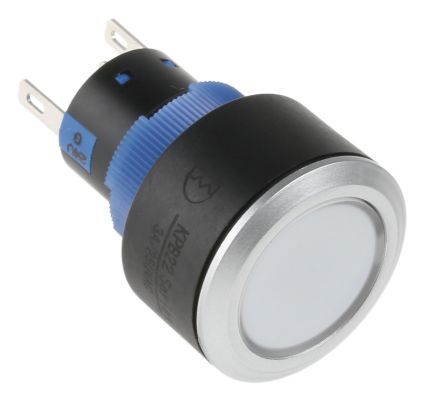 KPB22-8000-F11-624-JQ, RS PRO Single Pole Double Throw (SPDT) Green LED Push Button Switch, IP65, 22.2 (Dia.)mm, Panel Mount, 250V ac, Кнопочный переключатель