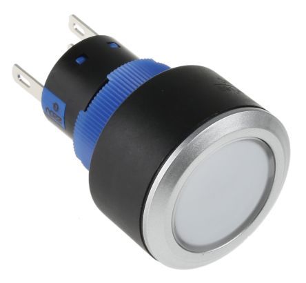 KPB22-8000-F11-6220-JQ, RS PRO Single Pole Double Throw (SPDT) Green LED Push Button Switch, IP65, 22.2 (Dia.)mm, Panel Mount, 250V ac, Кнопочный переключатель