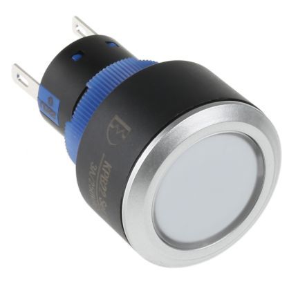 KPB22-8000-F10-6220-JQ, RS PRO Single Pole Double Throw (SPDT) Momentary Green LED Push Button Switch, IP65, 22.2 (Dia.)mm, Panel Mount, 250V ac, Кнопочный переключатель