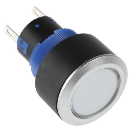 KPB22-8000-F10-124-JQ, RS PRO Single Pole Double Throw (SPDT) Momentary White LED Push Button Switch, IP65, 22.2 (Dia.)mm, Panel Mount, 250V ac, Кнопочный переключатель