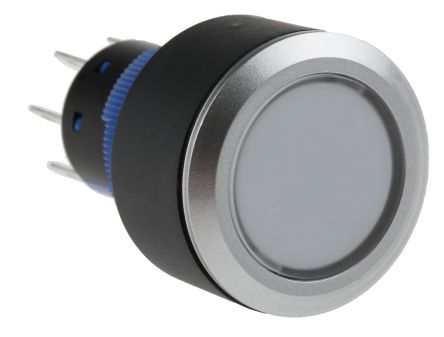 KPB22-8000-F21-6220-JQ, RS PRO Double Pole Double Throw (DPDT) Green LED Push Button Switch, IP65, 22.2 (Dia.)mm, Panel Mount, 250V ac, Кнопочный переключатель