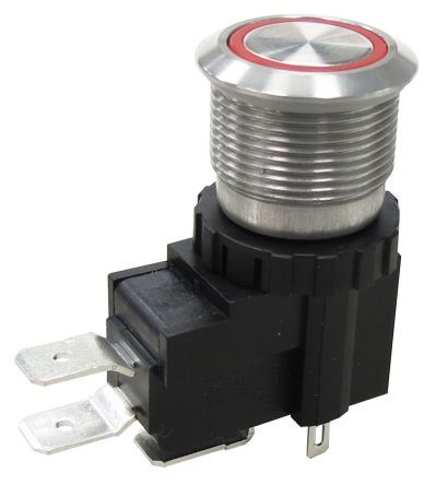 MW19-A0F0000-A3DA, RS PRO Single Pole Single Throw (SPST) Momentary Push Button Switch, IP67, 19.1 (Dia.)mm, Panel Mount, 250 / 125V ac, Кнопочный переключатель