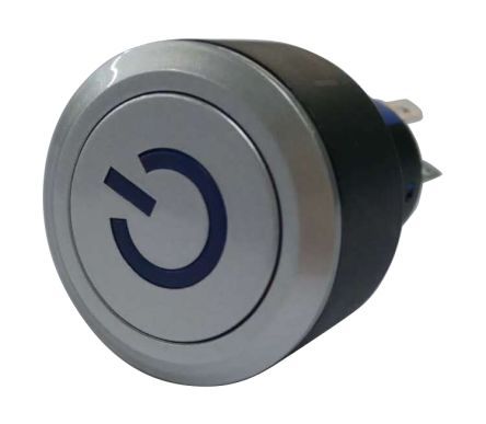 KPB22-88P7-F10-7220-JQ, RS PRO Single Pole Double Throw (SPDT) Momentary Blue LED Push Button Switch, IP65, 22.2 (Dia.)mm, Panel Mount, Power, Кнопочный переключатель