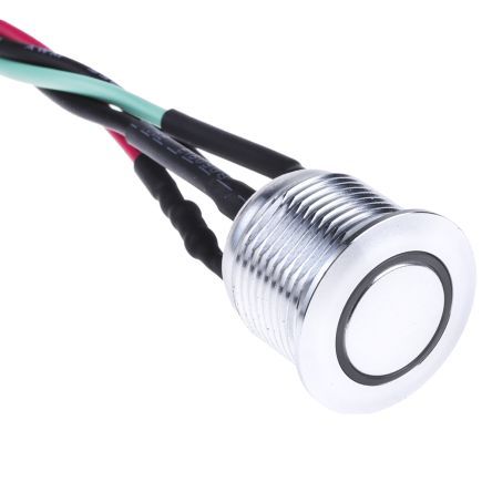 MPB16-CARE-A-T1R-0V, RS PRO Single Pole Single Throw (SPST) Momentary Green, Red LED Push Button Switch, IP67, 16 (Dia.)mm, Panel Mount, 36V, Кнопочный переключатель