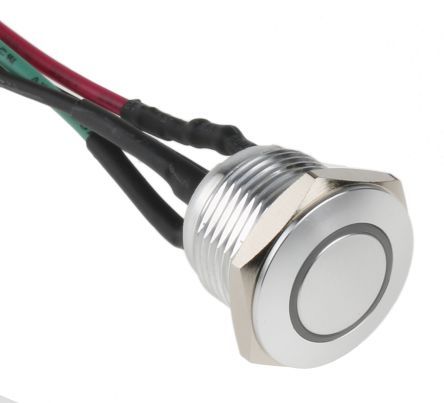 MPB16-CARE-3-T1R-12V, RS PRO Single Pole Single Throw (SPST) Momentary Red LED Push Button Switch, IP67, 16 (Dia.)mm, Panel Mount, 36V dc, Кнопочный переключатель