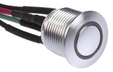 MPB16-CARE-1-T1R-6V, RS PRO Single Pole Single Throw (SPST) Momentary White LED Push Button Switch, IP67, 16 (Dia.)mm, Panel Mount, 36V dc, Кнопочный переключатель