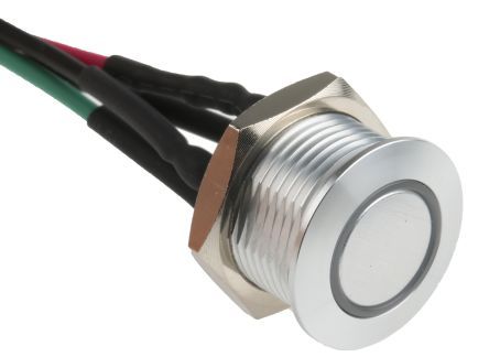 MPB16-CARE-7-T1R-6V, RS PRO Single Pole Single Throw (SPST) Momentary Blue LED Push Button Switch, IP67, 16 (Dia.)mm, Panel Mount, 36V dc, Кнопочный переключатель